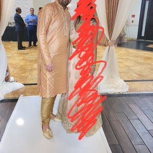 Peach Men’s Kurta and matching bottoms